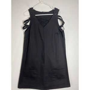 Black Grommet Lace-Up Sleeveless Mini Dress Sz L